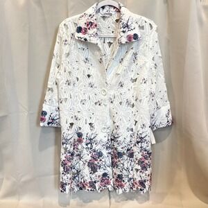 Vtg Peter Nygard Floral Long Blazer Jacket Large Deadstock Old Money Boho 19350